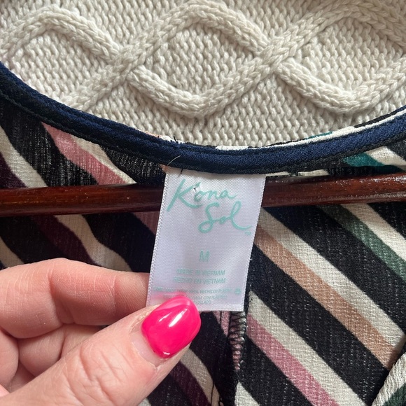 Kona Sol Black with Colorful Stripes Polyester Swim Cover Up Women’s Medium - Picture 9 of 13